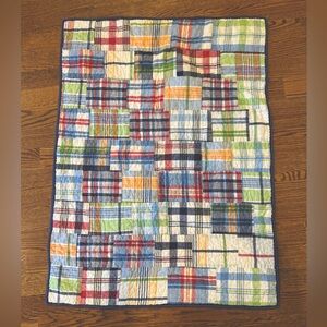 Pottery Barn Kids Madras Plaid Patchwork Crib Quilt